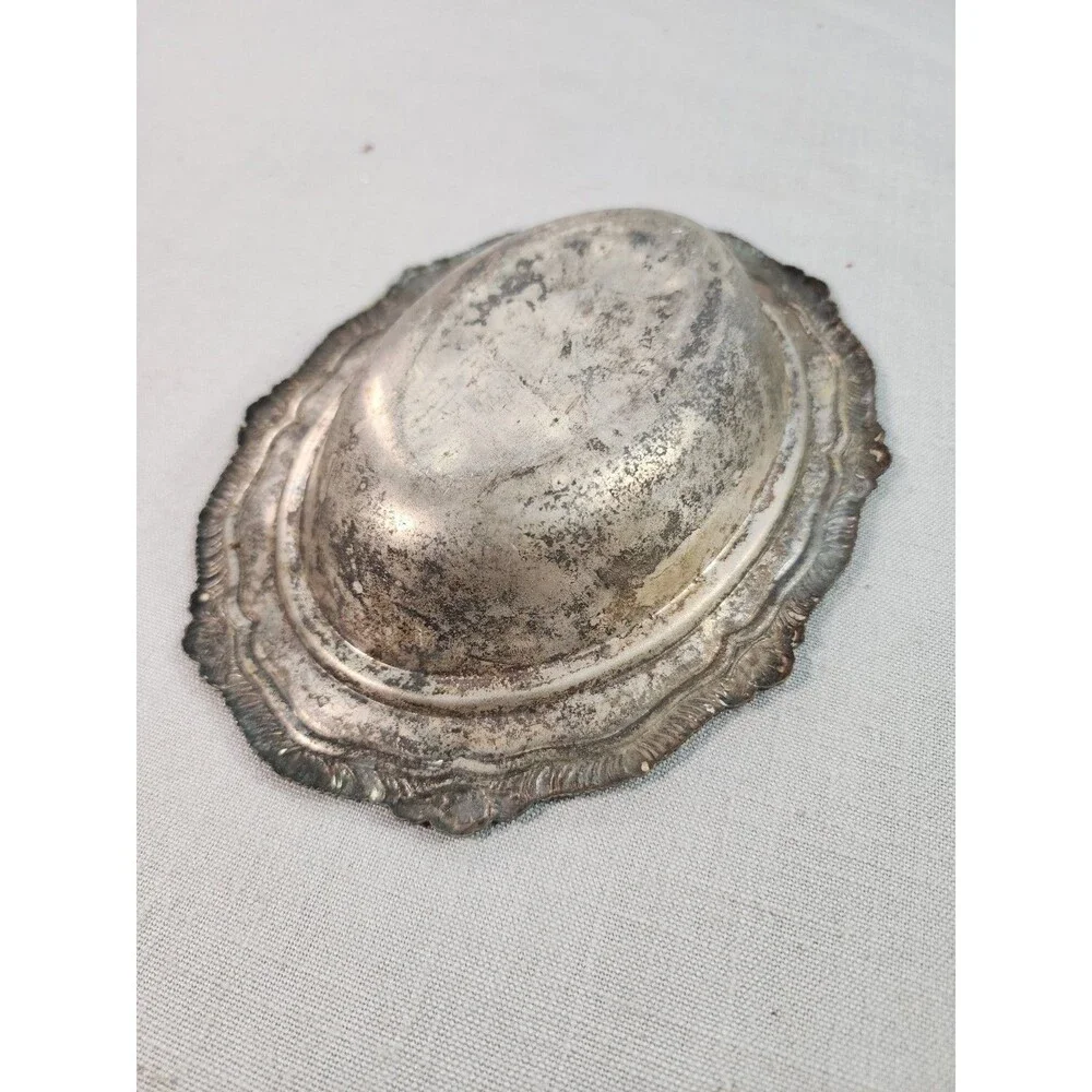 Vintage Silverplate Covered Serving Dish Butter Dish Ornate Floral Design
